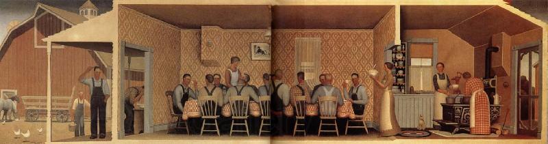 Grant Wood The Thresher-s supper